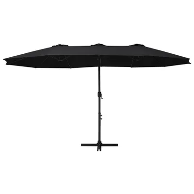 Image de vidaXL Parasol avec mât en aluminium 460x270 cm Noir