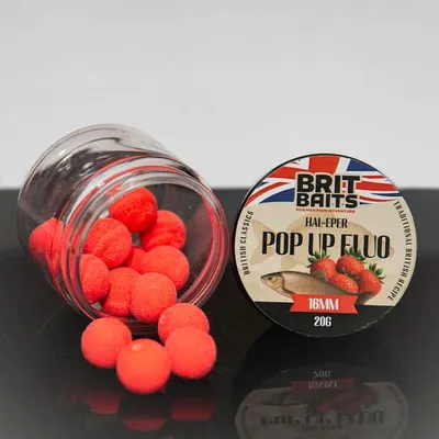 Produktbild von BritBaits Pop Up fluo Fisch-Erdbeere 16 mm