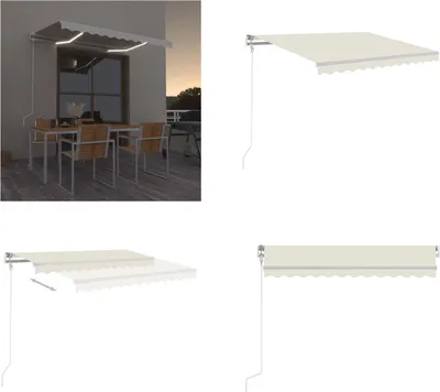 Immagine prodotto di vidaXL Tenda da sole automatica con LED e sensore vento 350x250 cm Crema - Tenda da sole - Tende da sole - Tettuccio parasole - Tettucci parasole