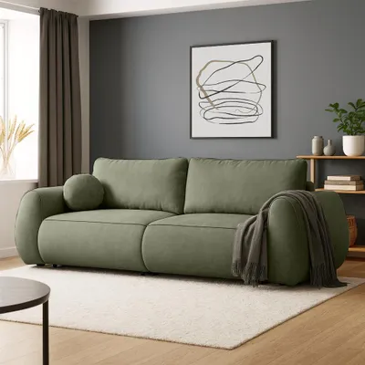Produktbild von Beautysofa Schlafsofa BRAVO 2-in-1 Grün – umwandelbares Ecksofa mit Ottomane links/rechts, mit Schlaffunktion 143×202 cm, 2 Bettkästen