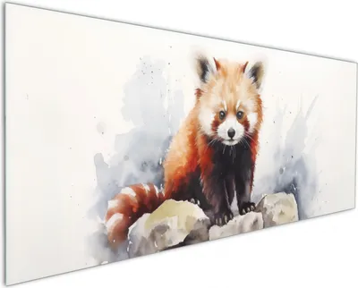 Produktbild von Wallario Küchenrückwand aus Glas, Größe: 125 x 50 cm, Motiv: Neugieriger Rotpanda | Spritzschutz | abwischbar | pflegeleicht | in