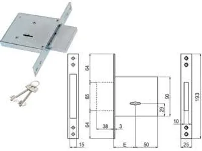Zdjęcie produktu dla Zamek wpuszczany z podwójnym kluczem 450/R – 50 mm (00450 R0 50 2C CI)