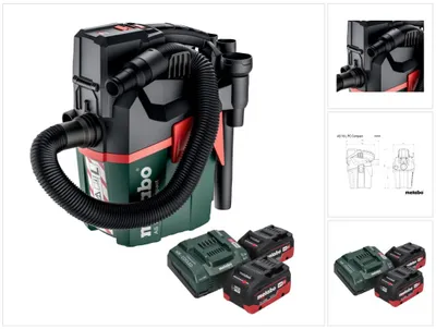 Produktbild von Metabo AS 18 L PC Compact Akku Sauger 18 V 6 l IPX4 Staubklasse L Nass und Trocken + 2x Akku 5,5 Ah + Ladegerät