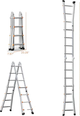 Obrázek produktu pro Teleskopický žebřík, A-rámová konstrukce, lehký hliník, 4,5 m