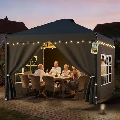 Obrázek produktu pro Mobilní pavilon – Zahradní pavilon se bočními stěnami – Ideální pro setkávání – Voděodolný a stabilní – Rozměry 3x3 metry – Barva: antracit