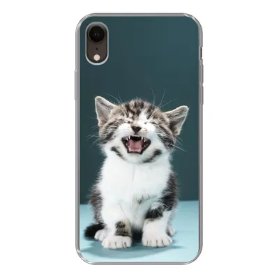 Produktbild von MuchoWow® Handyhülle Schutzhülle Hülle für iPhone XR Katze - Kätzchen - Miau Silikon Softcase Handy Hülle - Schutzdeckel