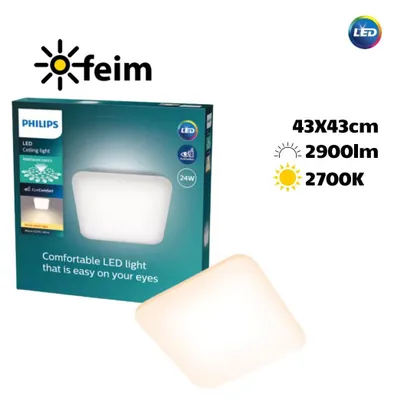 Produktbild von Philips Funktional Mauve Deckenleuchte, 24W, quadratisch, LED, 2700 K, 2900 lm, IP20, Weiß