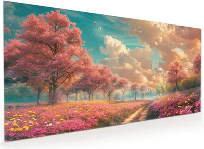 Produktbild von Küchenrückwand Spritzschutz Glas mit Motiv Blühender Weg 40 x 40 cm