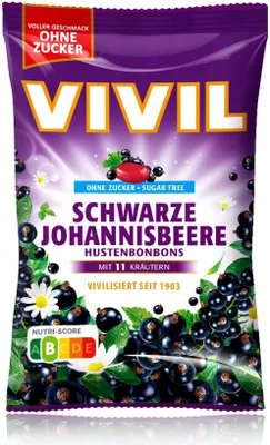 Immagine prodotto di VIVIL Pasticche per la tosse al ribes nero senza zucchero | 120g