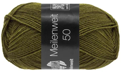 Produktbild von Lana Grossa MEILENWEIT 50 g UNI 4-fach Sockenwolle mit 80 % Schurwolle 210 m Farbe 1407 - Olivgrün