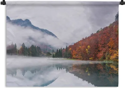 Produktbild von MuchoWow® Wandteppich Wandbehang Herbst - Nebel - Wasser - Landschaft 150x112.50 cm Tapisserie Dekoration Wandtuch - Wanddecke - Wandteppiche