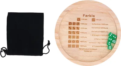 Produktbild von Farkle Würfeltablett zur Verbesserung der mathematischen Fähigkeiten, klassisches Holzspiel für die Familie, rund, 18 cm