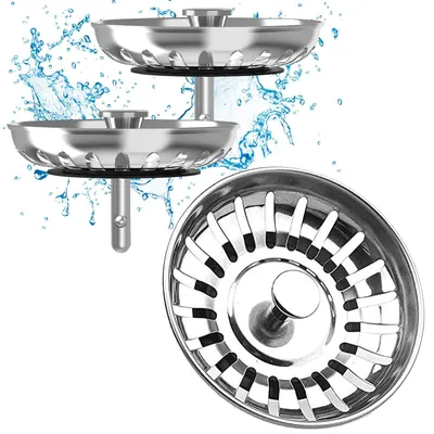Produktbild von 2 universelle Spülbeckenfilter, Ersatzfilter für Spülbecken, Edelstahl-Abflussstopfen für Küchenspülen, Verstopfungsfreier Abflussstopfen für Küchenspülen, 78 mm – 80 mm