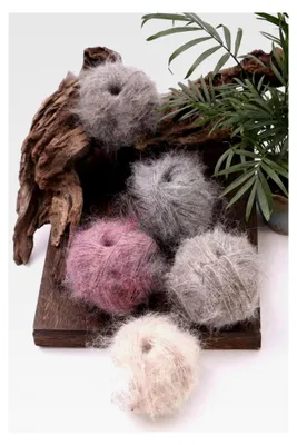 Produktbild von 50g Mohairwolle Handstrickgarn zum Stricken und Häkeln - Weiße