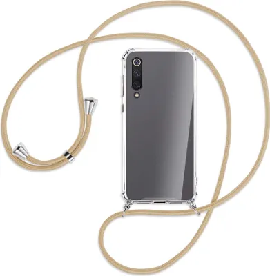 Produktbild von Handykette Backcover-Schutzhülle mit Band (Metall silberfarben) für Xiaomi Mi 9 SE - caramel