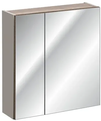 Zdjęcie produktu dla Szafka Łazienkowa Z Lustrem 80 Cm – 2 Drzwi – Szary Krzemowy