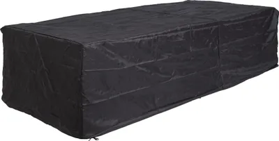 A black cover for outdoor furniture, shown from a slight angle on a white background.