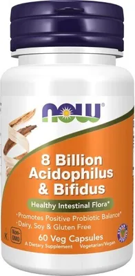 Immagine prodotto di 8 miliardi di Acidophilus e Bifidus 60 capsule vegetali Now Foods