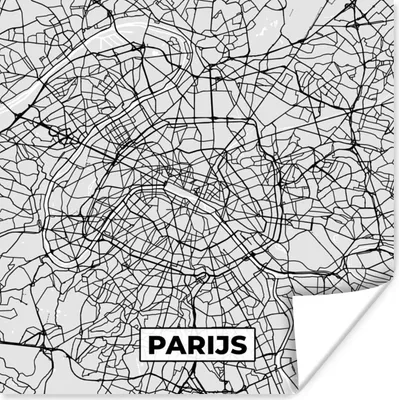 Produktbild von MuchoWow® Poster Paris - Stadtplan - Schwarz und weiß - Karte 75x75 cm - Wand Dekoration