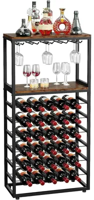 Weinregal für 30 Flaschen, freistehend, Metall, 59x30x141 cm
