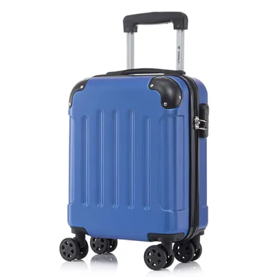 Produktbild von Koffer Trolley Reisekoffer Suitcase, Rollkoffer Handgepäck ,mit 4 Rollen360°, Hartschalenreisekoffer, Zahlenschloss, Weicher Gummigriff(S Saphirblau)