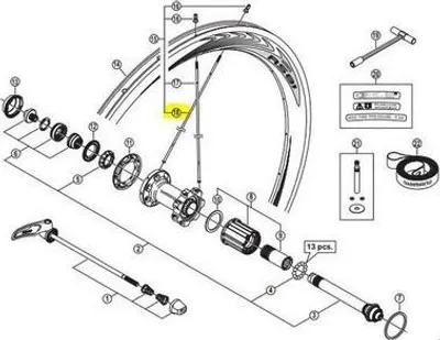 Produktbild von Shimano 9000/rs81 C50 Hintere Linke Speichen Schwarz 264.5 mm Schwarz 264.5 mm