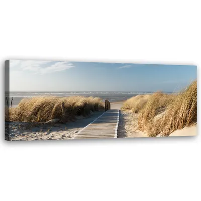 Image de Toile « Plage et dunes » 120 x 40 Feeby Beige Image pour le mur, prête à être accrochée