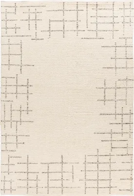 Imagen del producto de Alfombra rectangular tejida a mano, My Freya 271, color crema, blanco, material: poliéster/lana, dimensiones: 80x150 cm