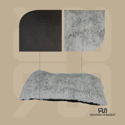 Produktbild von Rohrschneider flauschiges Hundekissen | waschbares Hundebett für kleine bis mittelgroße Hunde aus Plüschstoff | bequemes Schlafkissen Hunde mit rutschfester Unterseite | 100 x 72 x 8 cm | grau