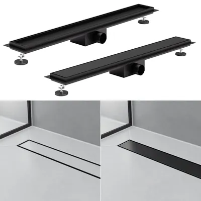 Produktbild von 2in1 Duschrinne Schwarz Duschablauf Bodenablauf Abflussrinne Edelstahl Haarsieb befliesbar 70 cm