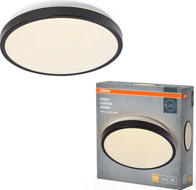 Produktbild von Ledvance LED Wandleuchte Deckenlampe Orbis London Schwarz Ø28cm 16W 100lm warmweiß 3000K 120°