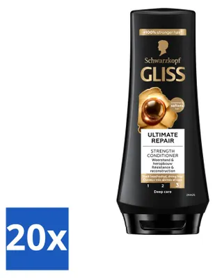 Immagine prodotto di 20 flaconi di balsamo Gliss Ultimate Repair - Per capelli molto danneggiati - 200 ml - Confezione  - 20 pezzi
