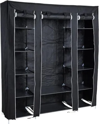 Produktbild von Kleiderschrank Stoffkleiderschrank Kleiderregal Faltschrank Stoffschrank Schwarz