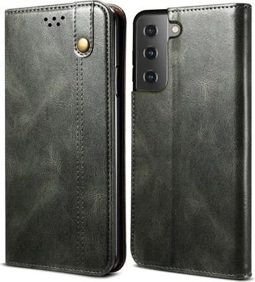 Image de Etui pour Samsung Galaxy S21 FE 5G, étui en cuir avec fonction stand vert