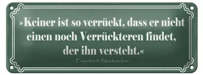 Produktbild von Blechschild Spruch 27x10cm keiner so verrückt dass er nicht Verrückteren findet