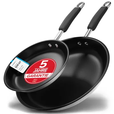 Produktbild von Bratpfannen Set (20cm + 28cm) Induktion - Antihaft Beschichtetes Pfannen Set Induktion – Induktionspfannen Set Spülmaschinen- & Ofenfest –Pfannenset