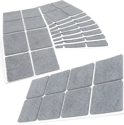Produktbild von Adsamm® | 80 x selbstklebende Filzgleiter / Grau / 50x50 mm / quadratisch / Möbelgleiter aus Filz mit 3.5 mm Stärke