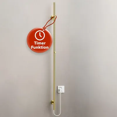 Produktbild von BELVIT elektrischer Handtuchtrockner 150 cm 60 W mit Timer & 2 Heizstufen – Handtuchwärmer elektrisch, Wandmontage, 2 Haken, Badheizkörper