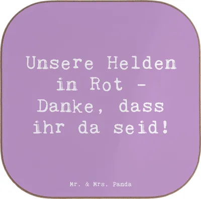 Produktbild von Mr. & Mrs. Panda Holzuntersetzer Spruch Feuerwehrmann Helden - Lavendeltraum - Geschenk, Feuerwehr, Coaster, Danke, Untersetzer Gläser, mutige Feuerwehrleute, besonders