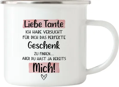 Produktbild von Tante Geschenk Emaille Tasse Mit Spruch Tanti Geschenkidee Geburtstag Nichte Neffe Humor