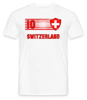 Produktbild von Spreadshirt Schweizer Trikot | Schweiz Fußball Flagge Männer T-Shirt, L, Weiß