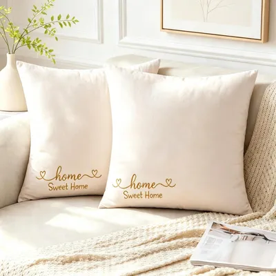 Immagine prodotto di Coperte per cuscini in velluto, color crema, 45 x 45 cm, set da 2, per divano