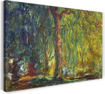 Produktbild von Leinwandbild (120x80cm): Claude Monet - Trauerweide, echter Holz-Keilrahmen inkl. Aufhänger, handgefertigt in Deutschland