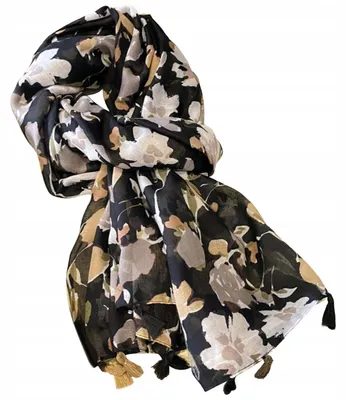 Immagine prodotto di Sciarpa da donna Kamea, motivo floreale con frange, elegante, 180x90 cm