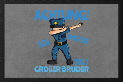 Produktbild von Ich Werde Großer Bruder 2023 Fußmatte Ankündigung Schwangerschaft Polizist Dab Babynews