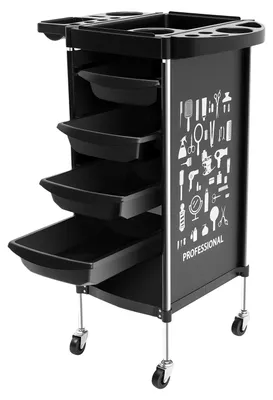 Obrázek produktu pro Salonní vozík, 4 zásuvky, sklopná horní deska, černý