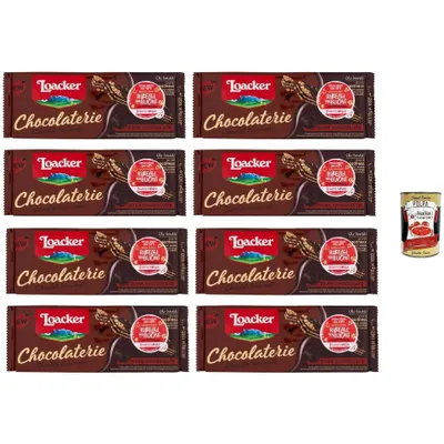 Produktbild von Loacker Chocolaterie Dark Chocolate 118gr Waffeln mit Zartbitterschokolade überzogen und mit Zartbitterschokoladencreme 8x 118gr + Italian Gourmet polpa 400gr