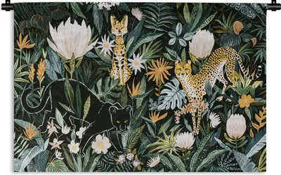 Produktbild von MuchoWow® Wandteppich Wandbehang Dschungel - Tiere - Pflanzen 60x40 cm Tapisserie Dekoration Wandtuch - Wanddekorationen