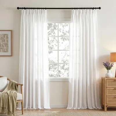 Produktbild von Leinenvorhang Weiß 260x140 cm 2er Set Halbtransparent