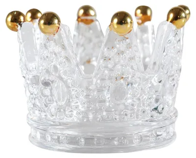 Produktbild von Kronen-Kerzenständer, goldfarbenes transparentes Glas, Kristall-Western-Food-Accessoires, romantische Aromatherapie, Buntstiftablage, Aschenbecher